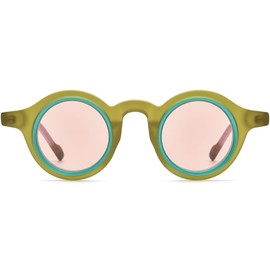 HEPIDEM Acetate Vintage Retro Round Polarized Sunglasses for Women UV400 UV Protection Sun Glasses 9267 (9267 Matte Green Tea, 38)