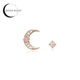[Custom Made] Aquarius Dear Moon Amethyst Unbalanced Constellation Earrings OTE120611B Size / [주문제작] 물병자리 디어문 자수정 언발란스 별자리 귀걸이 OTE120611B 사이즈