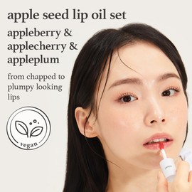 NOONI NOONI Korean Vegan Lip Oil Set - Appleberry & Applecherry & Appleplum | Long-Lasting, Plumping, Moisturizing, Revitalizing, Waterproof, No Peel Off, Easter Basket Stuffers, 0.12 FL Oz x 3ea