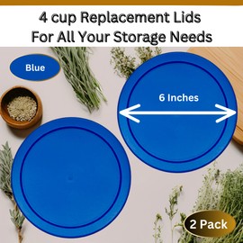 rivel Klareware 4 Cup Blue Round Plastic Food Storage Replacement Lids Covers for Klareware Anchor Hocking and Pyrex Glass Bowls (Container not Included) (2 Pack)