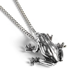 HENRYKA 925 Sterling Silver Frog Necklace, Toad Amphibian Jewellery, Frog Gifts, Tropical Boho Necklace