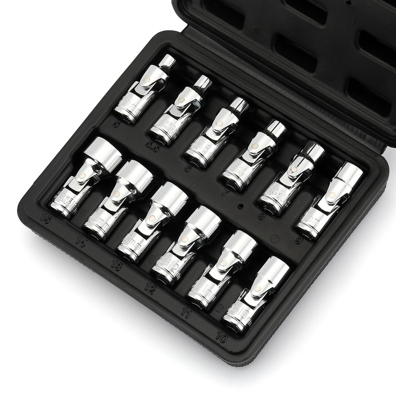 TecoTek 12-Piece 1/4-Inch Drive Metric Universal Joint Socket Set, Swivel