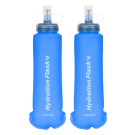 TRIWONDER Soft Flask 500 ml, Foldable Leak-Proof Water Bottle Made of TPU, BPA-Free for Cycling, Fitness and Outdoor Activities, Hydration Backpack Compatible (Blue, Pack of 2, 500 ml)