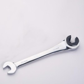 FLZOSPER 15mm Metric Fix Tubing Wrench，Fixed Head Tubing Ratchet Open End Wrench, Ratcheting Fix Combination Wrench Spanner