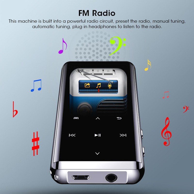Bluetooth MP3 Player Mini MP4 Media FM Radio Recorder HIFI