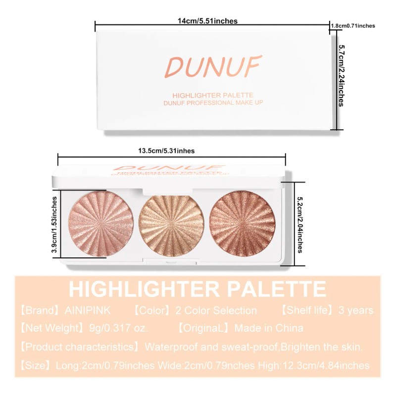Dunuf Paleta De Iluminador: Iluminante Y A Prueba De Agua.