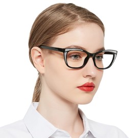 OCCI CHIARI Fashion Large Frame Reading Glasses Women Cat Eye Readers 1.0 1.5 2.0 2.5 3.0 3.5 4.0 5.0 6.0(Black 3.5)
