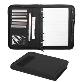 Kosibate Tactical Notebook Padfolio Ring Binder with 80 Sheets, Tactical Binder Zippered for Folders, Cards Refillable 6-Ring Notepad,Army Military Waterproof Notebook Cover(Black,7.3"x10.1")