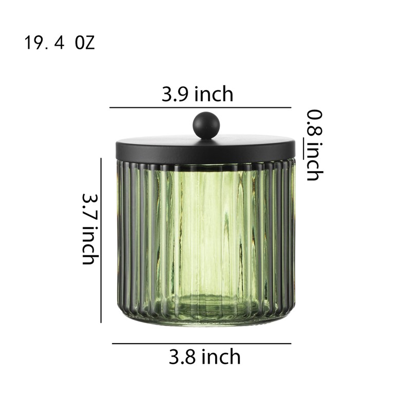 KMwares 2-Pack Glass Qtip Holder Dispenser Set for Cotton Ball,