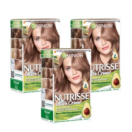 Garnier Nutrisse Cream Colour, Nude Natural Medium Blonde 7N / Colouring for Permanent Hair Colour (with 3 Nourishing Oils) - 3 x 1 Piece