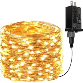 33Ft 100 LED Fairy Lights Plug in, Waterproof String Lights Outdoor 8 Modes Christmas Lights Bedroom Decor, Twinkle Lights for Girl's Room Garden Christmas Decorations (Warm White)