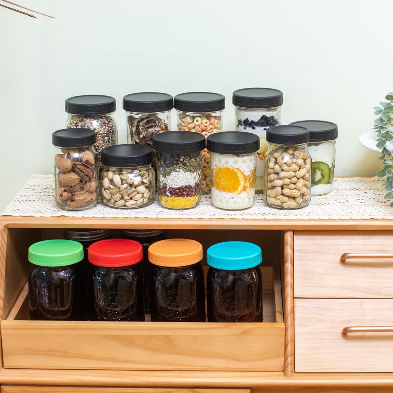 12 Pack 32 oz Amber Mason Jars, Wide Mouth Mason
