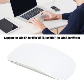 Bewinner Leise Kabellose Maus, 1600 DPI Ultradünne Kabellose Bluetooth-Maus mit Touch Wheel, Tragbare Optische Maus mit Auswechselbarem Akku, für Laptop, Tablet, Desktop, PC(Weiß)