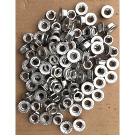 Brighton 3/8"-16 STAINLESS STEEL FLANGE ANTI VIBRATION SERRATED LOCK NUTS- 25 PCS