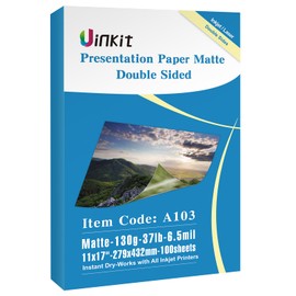 Uinkit 100 Sheets 11x17 A3 Thin Matte Presentation Paper Photo Double Sided 38lb 140gsm Printable on Both Sides Brochure Photos Picture Poster Playbill Flyer Coated for laser and Inkjet Printer