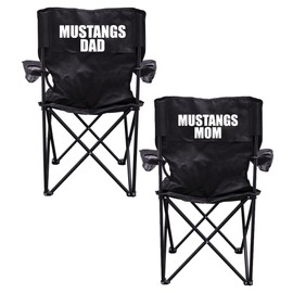 VictoryStore Outdoor Camping Chair - Mustangs Parents 2 Black Folding Camping Chair Set of 2 with Carry Bags