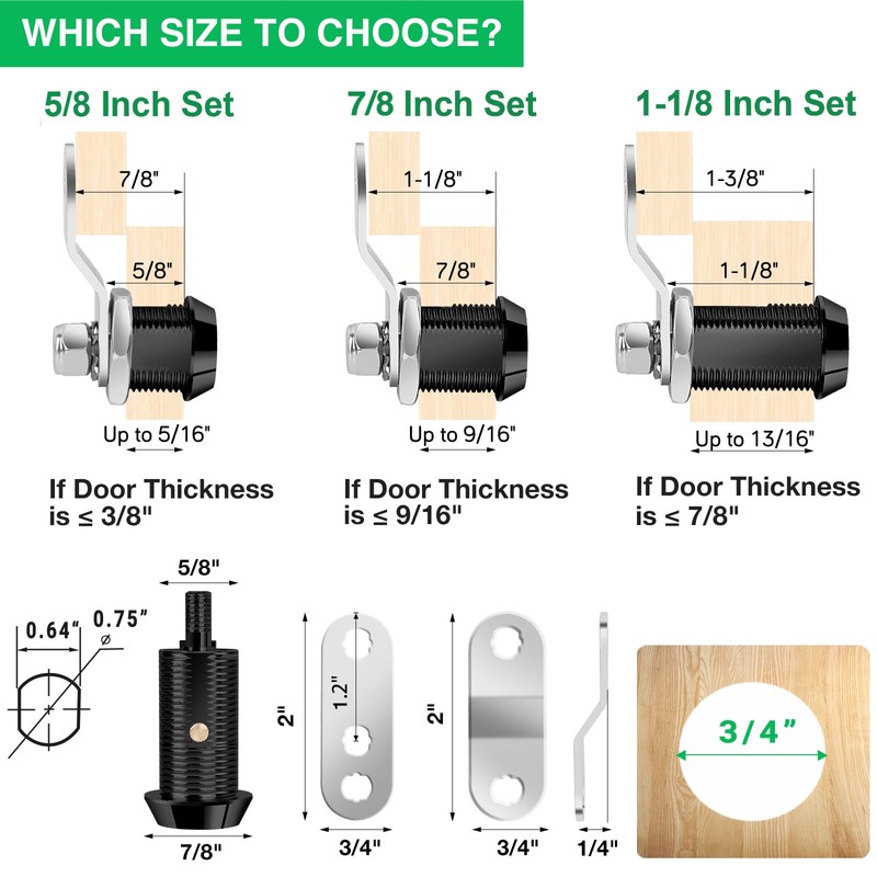 2 Pack Cabinet Lock with Keys, 7/8" RV Storage Locks