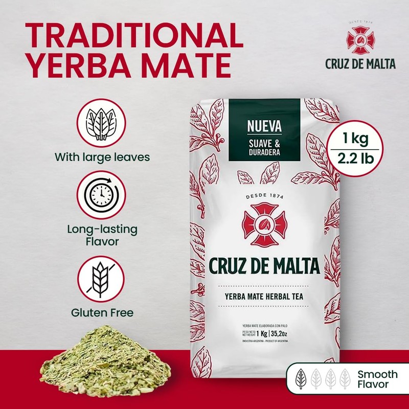 Yerba Mate Cruz de Malta, 2.2 Lbs / 1 Kilo
