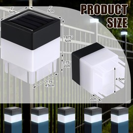Hicarer 12 Pack Solar Fence Post Cap Lights 2in x 2in Solar Post Cap Fence Lights for Garden, Gazebos, Street Wall (White)