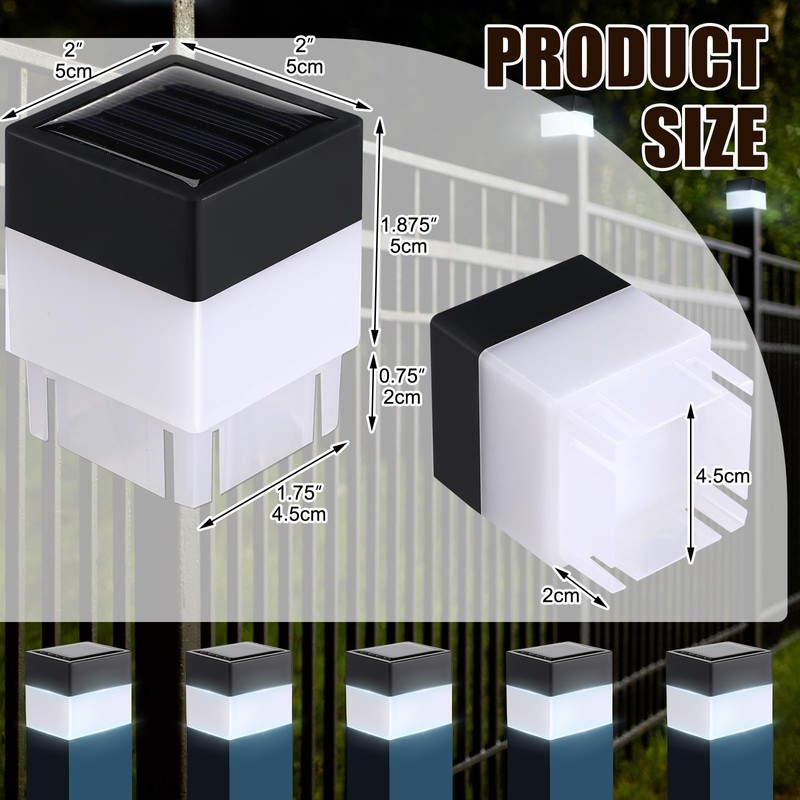 Hicarer 12 Pack Solar Fence Post Cap Lights 2in x