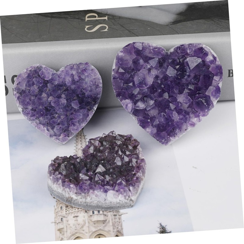Ipetboom Natural Amethyst Heart Shaped Crystal Stone Decoration Unique Desk