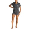 Tahari Women's Notch Collar Top and Shorts Pajama Set, Charcoal