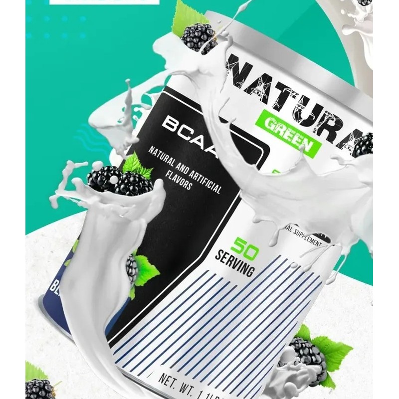 Bcaas Aminoácidos Green 500g 50 Servicios Sabores