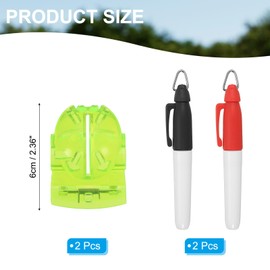 PATIKIL Golf Ball Line Marker Tool, 1 Set Golf Ball Alignment Marking Tool Golf Ball Liner with Line Marker Stencil with 2 Color Marker Pens for Putting Ball Marker, Light Green