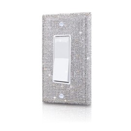Silver Bling Rhinestones Single Rocker Switch Light Switch Cover Plates Decor Cute Sparkling Wall Plates For Home Bedroom Kitchen Outlet Covers Decorative (Single Rocker)