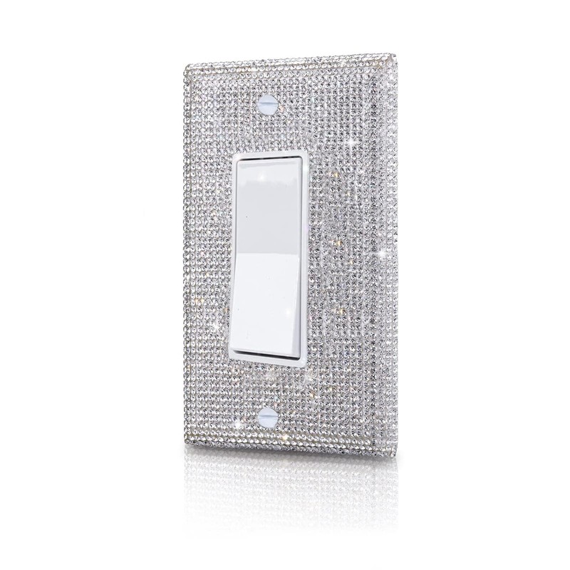Silver Bling Rhinestones Single Rocker Switch Light Switch Cover Plates