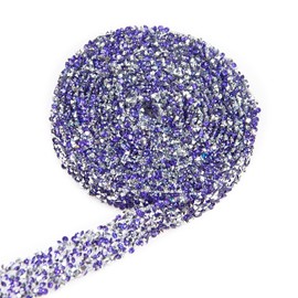 5.5 Yards Self Adhesive Rhinestone Diamond Ribbon, 0.47 inch Width Rhinestone Tape for Crafts, Adhesive Rhinestone Strips Bling Wrap for DIY Art Wedding Birthday Shoes Decor (Purple)