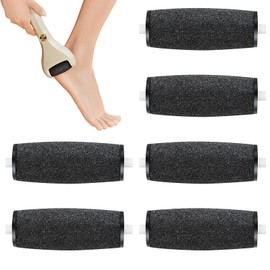 6PCS Electric Foot File Replacement Heads for Scholl Velvet Smooth Replacement Rollers Refills Pumice Stone for Feet Pedicure Hard Skin Remover Rollers Heads Compatible Foot File Refills Black