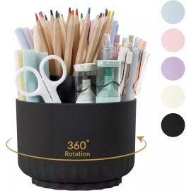 SKYDUE 360 Degree Rotating Pencil Pen Holder for Desk, Dual-Purpose Black