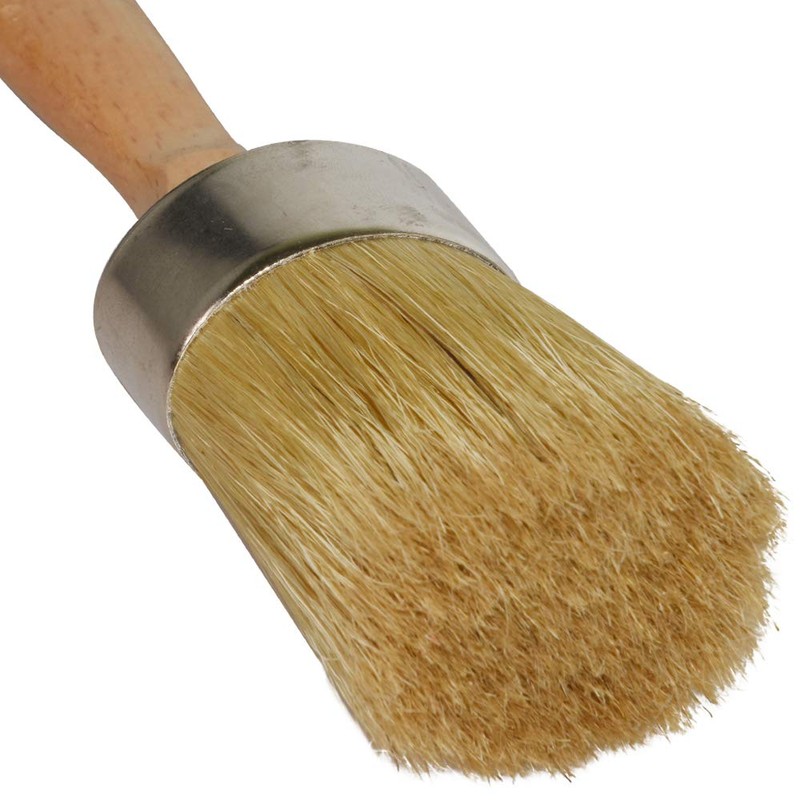 Chalk and Wax Paint Brush, Large 2-in-1 Round Natural Bristles