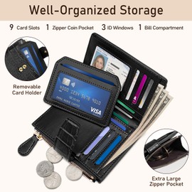 Simikol Crocodile Wallet Women RFID Blocking Bifold, PU Leather Card Holder
