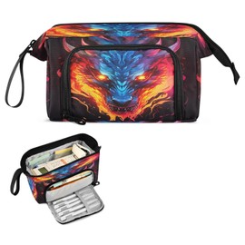 KOPIRIT Dragon Fire Pencil Case Pouch Big Capacity Pencil Bag Box Organizer Pen Case with Handle Stationery Organizer for Girls Boys Women Kids Adults School