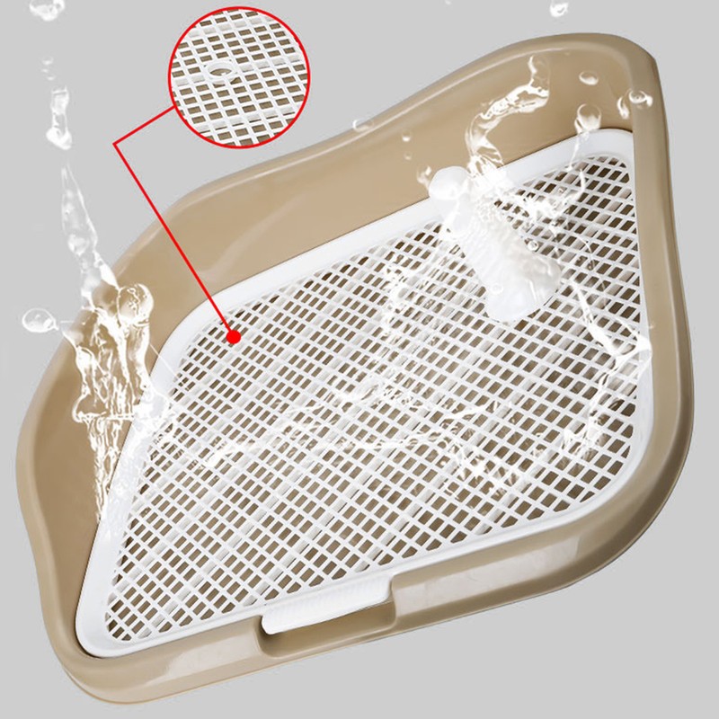 Dog Potty Tray with Raised Fences Removable Mesh Grid Pad