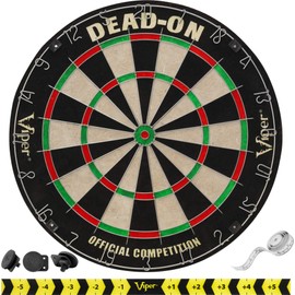 Viper Dead-On Tournament Bristle Steel Tip Dartboard Set with Staple-Free Bullseye, Metal Triangular Spider Wire for Reduced Bounce Outs and Increased Scoring; High-Grade Self-Healing Sisal Board