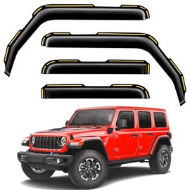 saleago Saleago in-Channel Window Rain Guards Fit for Truck Jeep Wrangler JL 2018-2025 and Gladiator 2020-2025 Extra Durable Window Visors Window Deflectors Vent Visors Vent Shades Car Accessories-4 pcs