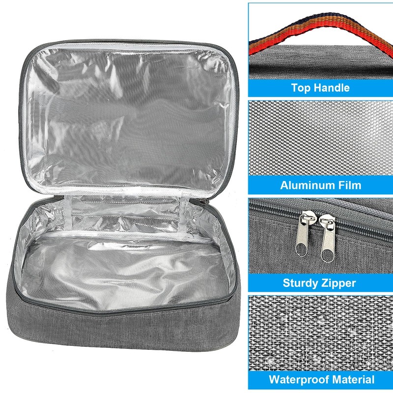 PATIKIL 12"x9"x3" Insulated Lunch Bag Portable Food Container Bag Flat