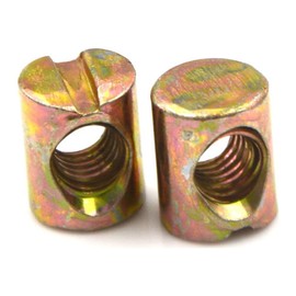 12Pcs M8 Pozidriv Slotted Barrel Nuts Cross Dowels Slotted Nuts Horizontal Hole Nut Hammer Embedded Nut for Furniture Beds Crib Chairs - M8 x 20mm,Fasteners