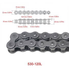 REBEKAMODS 530 120L New Drive Chains with Master Link for ATV Go Kart Motorcycle Engine Motor Motorized Bike