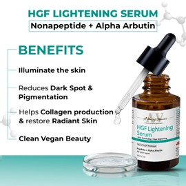 ACTIHERBZ vitamins HGF Advanced aqua based Peptide Face Serum | Nonapeptide | Alpha arbutin | Hyaluronic based Face Serum for Pigmentation & Even Skin Tone - 30 ml | For All Type Skin