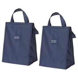 PATIKIL Insulated Lunch Bags, 2Pack 10"x6"x13" Reusable Bento Bags Thermal Lunch Tote Portable Food Containers Bag for Men and Women, Dark Blue