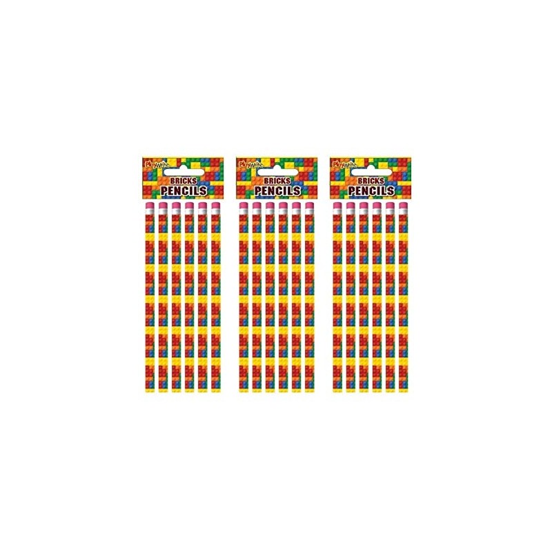 Pack Of 6 Brick Pencils With Eraser