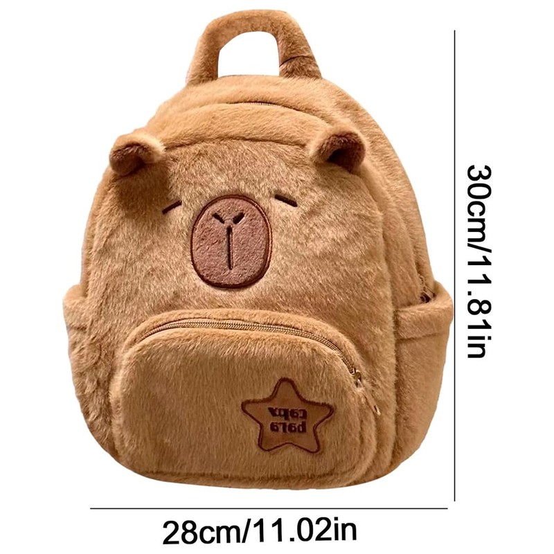 Mochila Bolso Peluche Afelpada Backpack Moda Adorable Escolar Suave Capybara