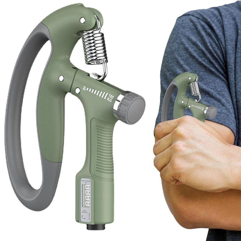 AIMALL Adjustable R-Type Grip Strength Trainer with LCD Counter, 5.7x6.29in,
