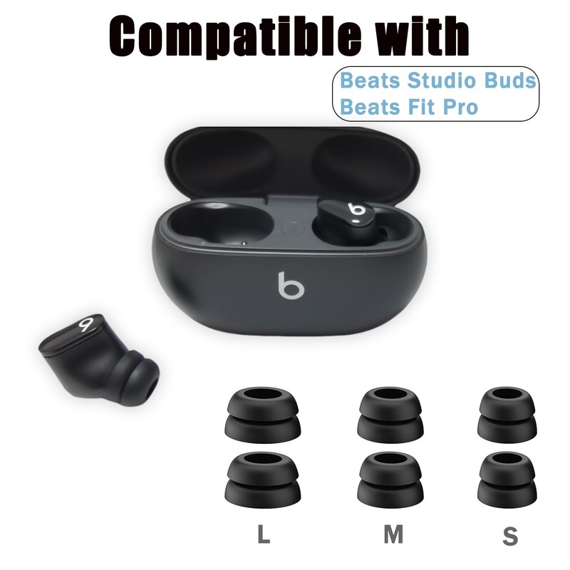 Double Flange Ear Tips for Beats Studio Buds Replacement Earbuds