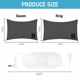 2PCS Grounding Pillowcase with Grounding Cord, King Conductive Grounding Pillow Cases for Better Sleep Improve Energy, Gery, 20x36 inch