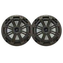 KICKER 6.5" 195 Watt Peak Power Marine OEM Replacement Boat Audio Speakers (Pair) with Charcoal Grilles